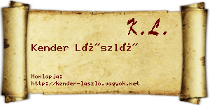 Kender László névjegykártya
